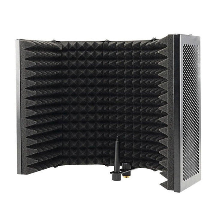 331x1060mm 5 Panels Foldable Studio Microphone Isolation Shield Acoustic Foam Sound Absorbing for Studio Recording Live Broadcast - MRSLM