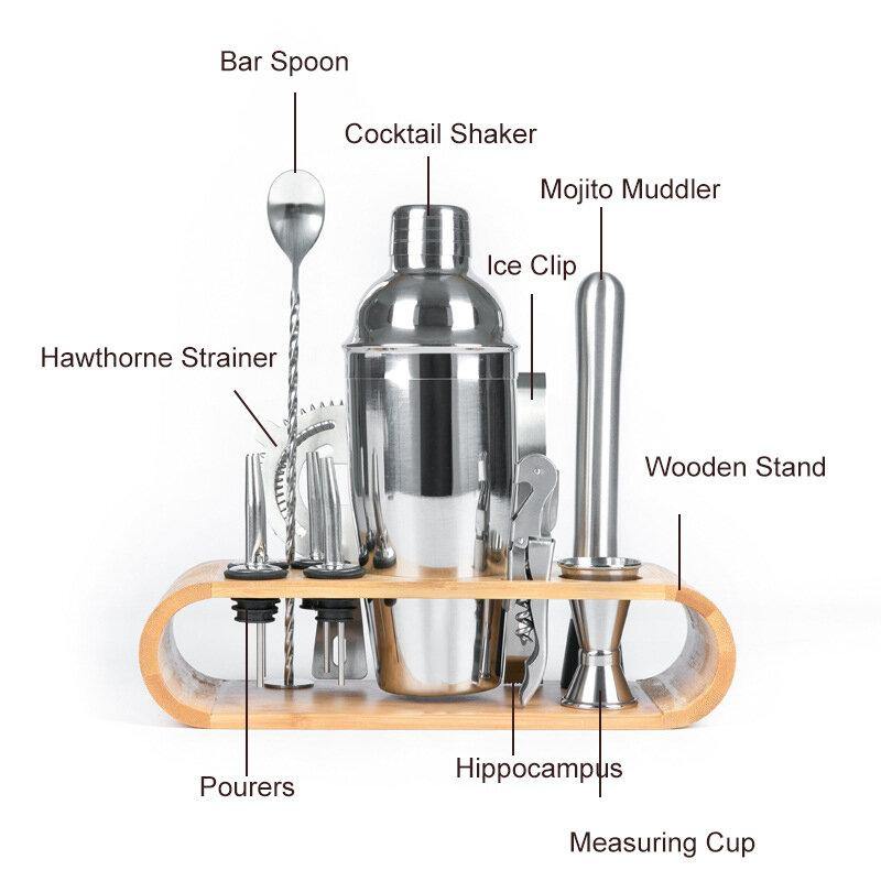 12Pcs 0.75Ltr Stainless Steel Ice Mixer Set Cocktail Shaker Mixer Maker Bar Drink Tools - MRSLM