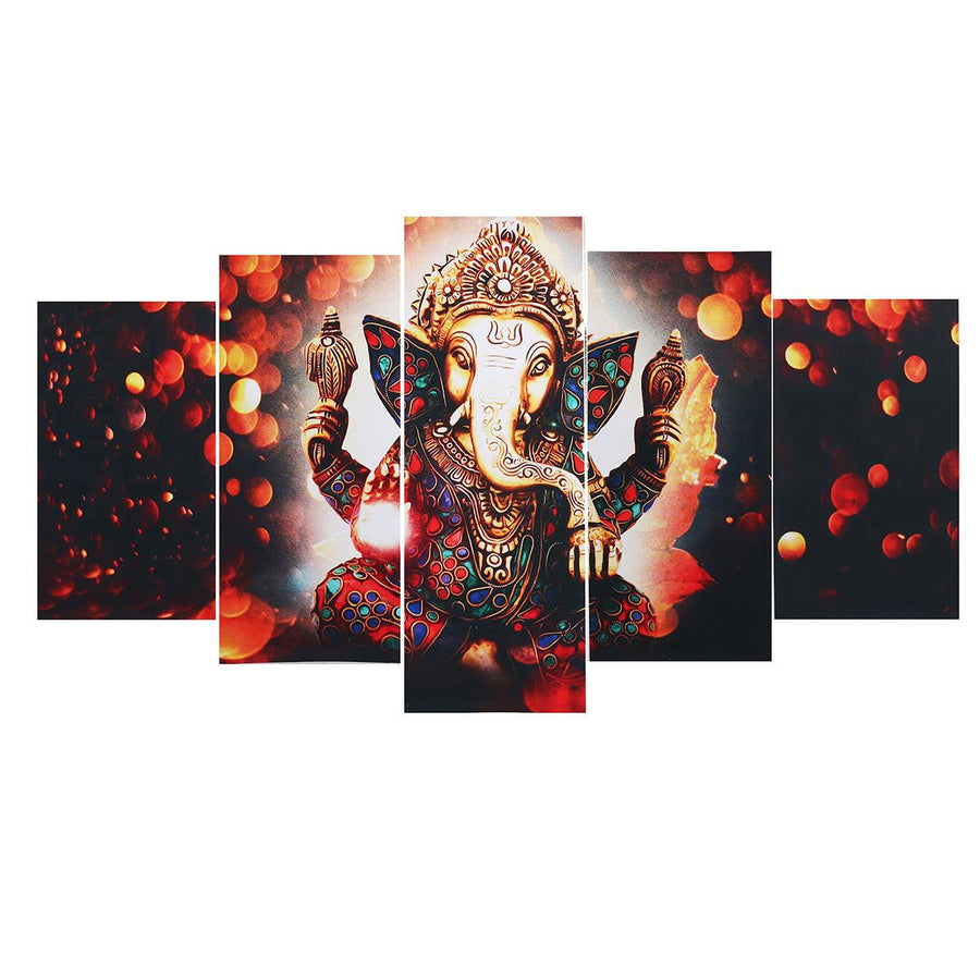 5Pcs Ganesha Elephant Canvas Print Paintings Wall Decorative Print Art Pictures Wall Hanging Decorations for Home Office - MRSLM
