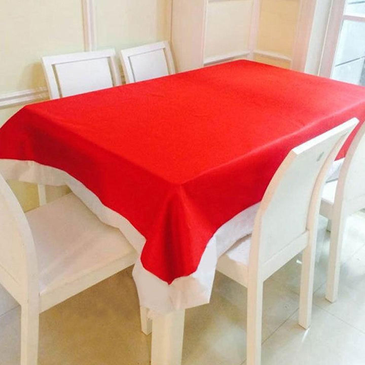 130x180cm Red Chirstmas Non-woven Fabric Table Cloth Christmas Home Party Decor - MRSLM
