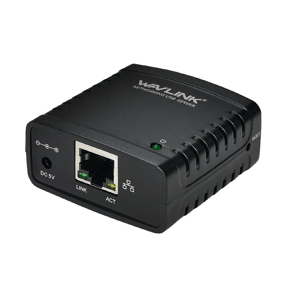 Wavlink Ethernet to USB 2.0 Network LRP Print Server USB Hub 100Mbps Printers Power Adapter Share a LAN Networking for Windows - MRSLM