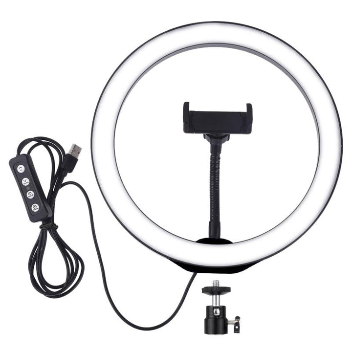 PULUZ PKT3035 10 Inch USB Video Ring Light with 110cm Light Stand Dual Phone Clip for Tik Tok Youtube Live Streaming - MRSLM