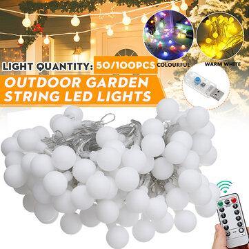 20/50/100LED Globe Bulb String Light USB Powered Outdoor Party Yard Room Decoration Fairy Lamp with Remote Control - MRSLM