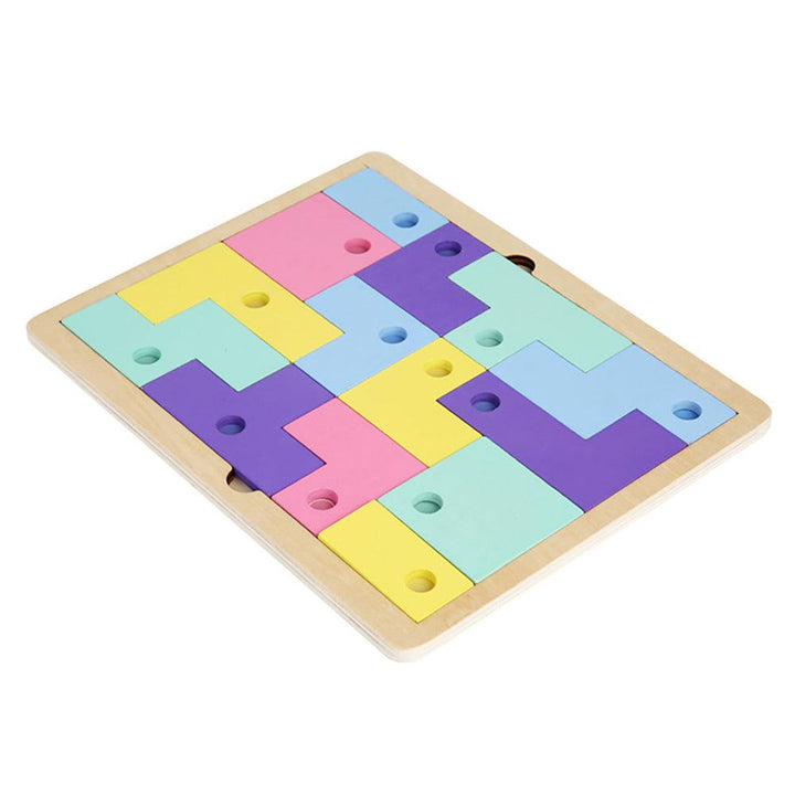 Russian Wooden Macarone Color Toy Tetris Puzzle Logical Thinking Development Educational for Kids - MRSLM