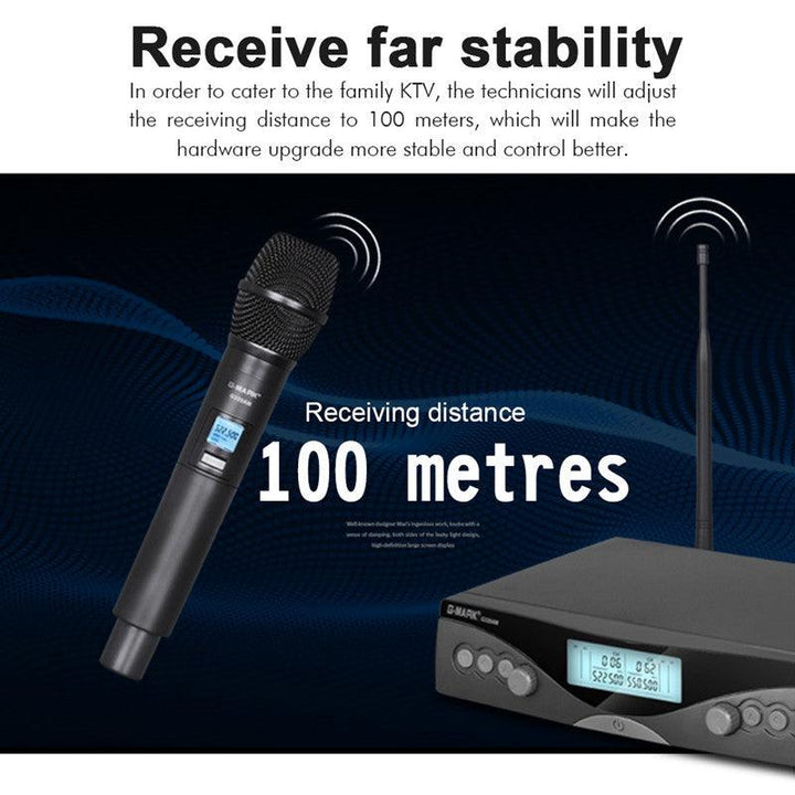 G320AM Wireless Microphone Dual channel UHF Automatic Handheld Microphone Frequency Adjustable 100M Receive - MRSLM