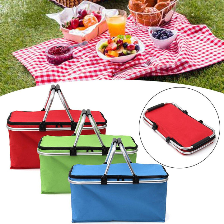 30L Large Folding Insulated Thermal Cooler Bag Picnic Camping Lunch Storage Baskets (Red) - MRSLM
