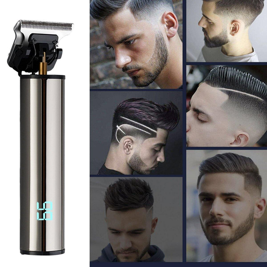 Electric Digital Display Men's Hair Clipper Type-C Fast Charge Shaver With 4 Limit Comb - MRSLM