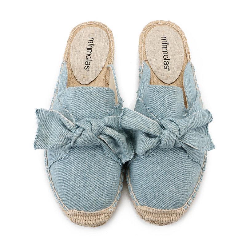 Fisherman Shoes Women Embroidered Bowknot Flat Bottomed Lazy Slippers - MRSLM