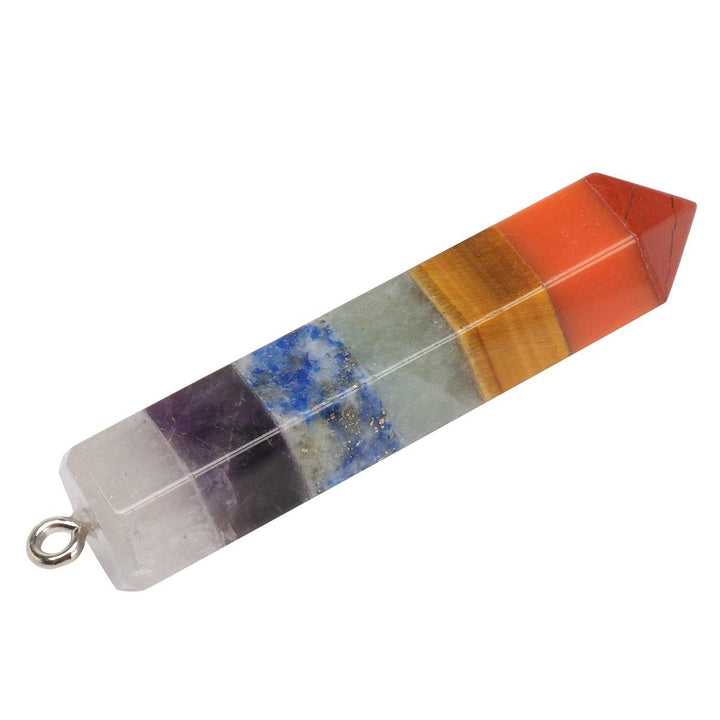 7 Chakra Healing Wand Layered Crystal Faceted Stick Healing Balancing Pendants - MRSLM