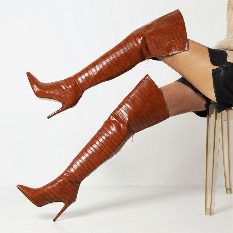 Pointed back zip high-top over-the-knee boots - MRSLM