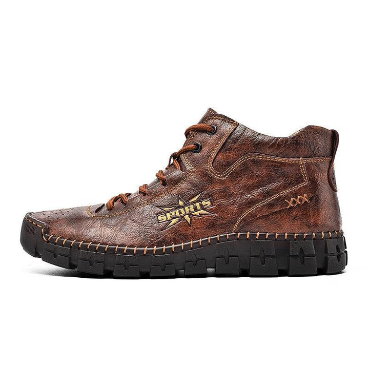 Menico Men Hand Stitching Microfiber Leather Lace Up Soft Casual Ankle Boots - MRSLM