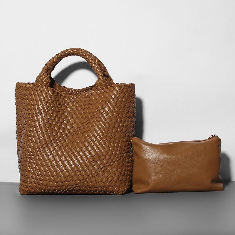 Soft Leather Bucket Bag One-shoulder Knitted Dumpling Bag - MRSLM