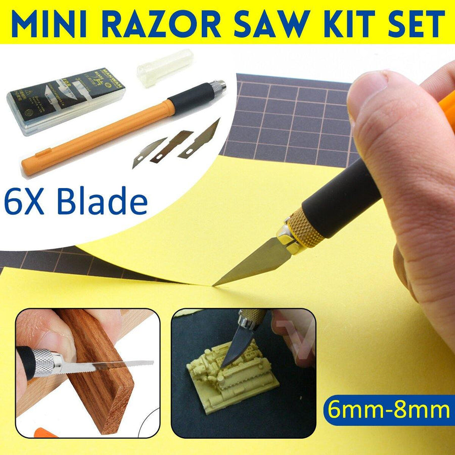MW-2145 Hobby Mini Sharp Razor Saw Kit DIY Handy Multi Craft Model Tool + 6 Blades Home - MRSLM