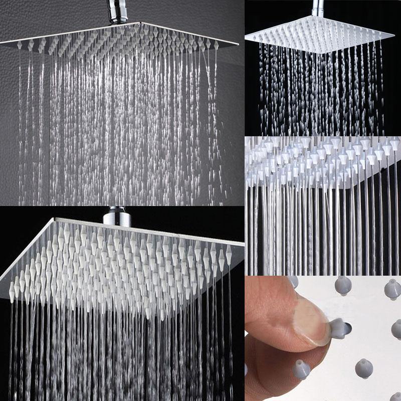 8 Inch Stainless Steel Bathroom Square Silver Pressurize Rainfall Shower Head Chrome Finish - MRSLM