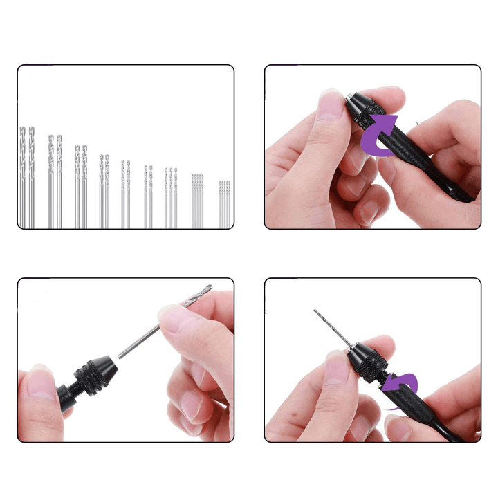 49pcs Manual Drill Suit Including Small Colored Hand Drill And 0.5-3.0mm High-speed Steel Twist Drills - MRSLM