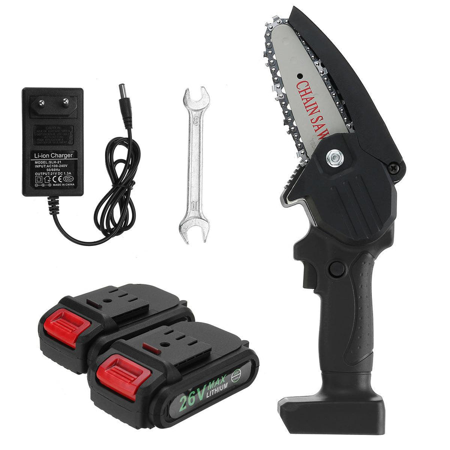 26V 4Inch Rechargeable Portable Chain Saw Woodworking Electric Saws W/ 1 or 2pcs Battery - MRSLM