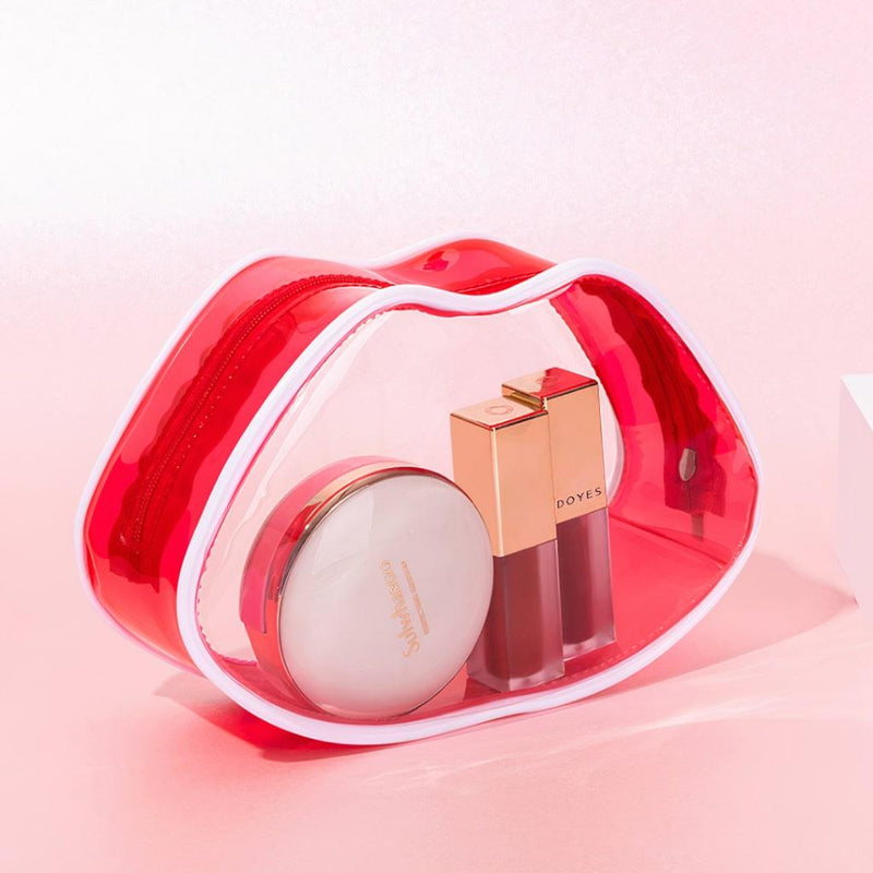 transparent lip-shaped cosmetic bag, view 3 - MRSLM