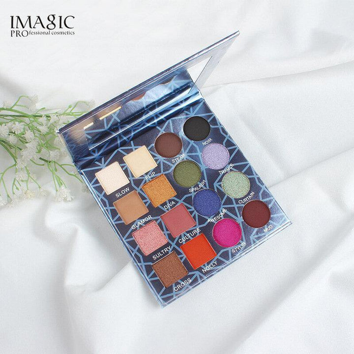 IMAGIC Professional Shimmer Matte Eyeshadow Palette 16 Colors Natural Eye Shadow Waterproof Lasting Pressed Cosmetic - MRSLM