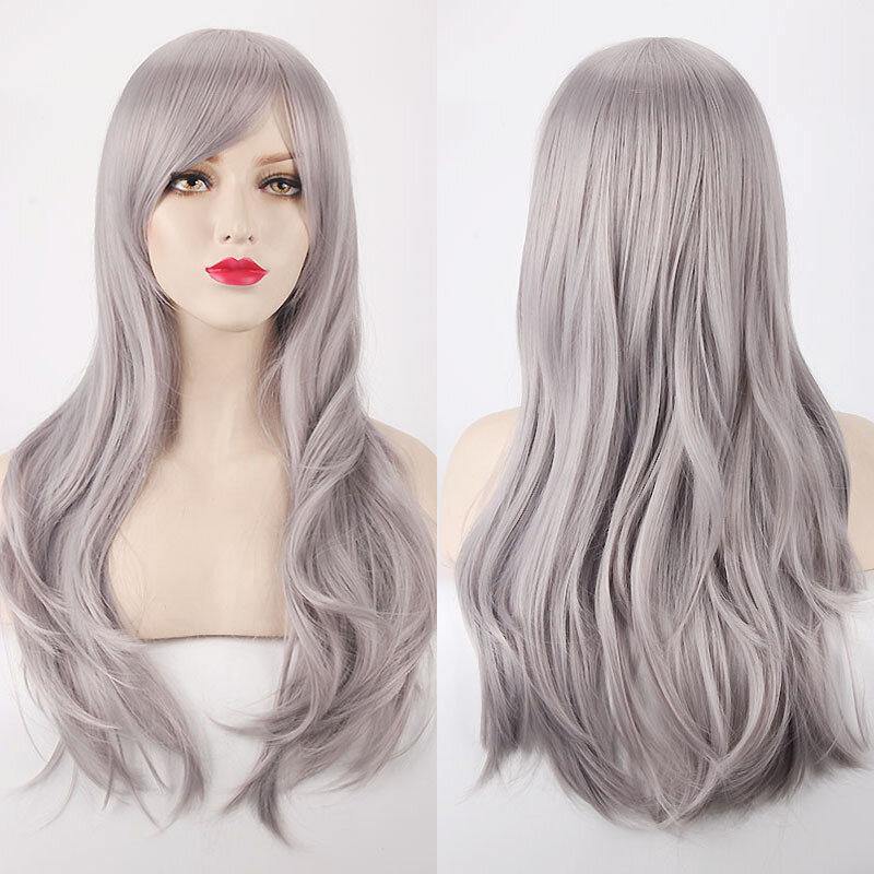 70CM Long Synthetic Costume Cosplay Wig High Temprature Fiber Hair Extensions For Women Dark Purple Hair - MRSLM
