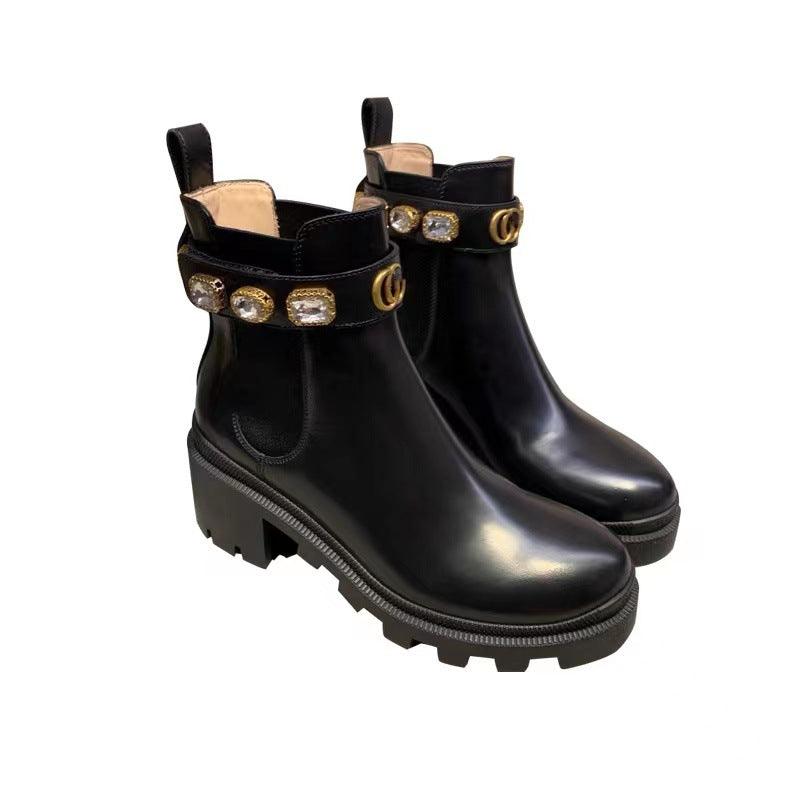Round Toe Black Wear-resistant Sgs Martin Boots - MRSLM