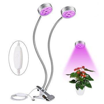 SOLMORE 16W LED Grow Lights Double Head 360 Degress Flexible Dimming Lamp for Plants Green House - MRSLM