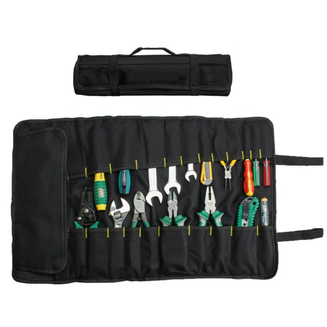 Portable Oxford 22 Pocket Tool Roll Spanner Wrench Fold Up Tool Storage Bag - MRSLM