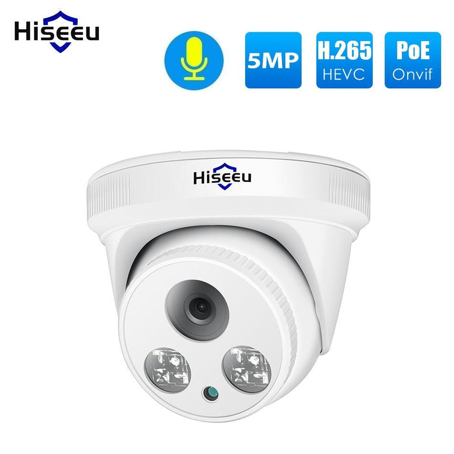 Hiseeu HC615-P-3.6 5MP 1920P POE IP Camera H.265 Audio Dome Camera ONVIF M otion Detection For PoE NVR App View - MRSLM
