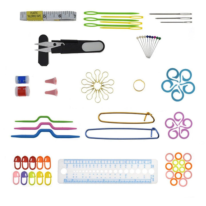 100Pcs Sewing Set Colorful Metal Hooks Needles Scissor Tape Knitting Set Clothes Shoes Tapestry Repairing Tools For Home Office Supplies - MRSLM