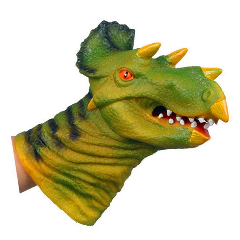 Dino Head Triceratops Dinosaurs Finger Puppet Dolls Rubber Hand Glove Toy For Kids Educational Gift - MRSLM