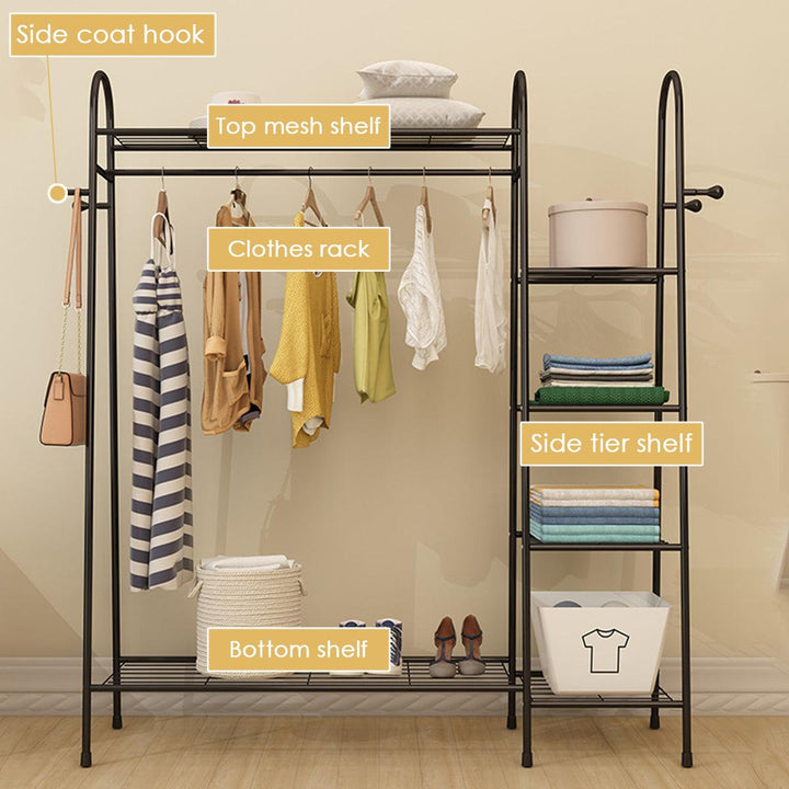Multi-layers Floor Hanger Clothes Rack Shoes Storage Shelf Hats Wardrobe for Home Furniture - MRSLM