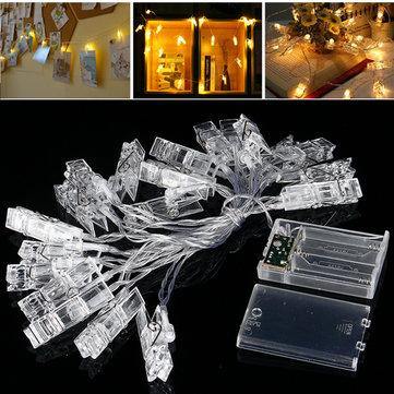 3M 20LED Holder Clip Fairy Sliver Wire String Light Battery Christmas Party Holiday Decor - MRSLM
