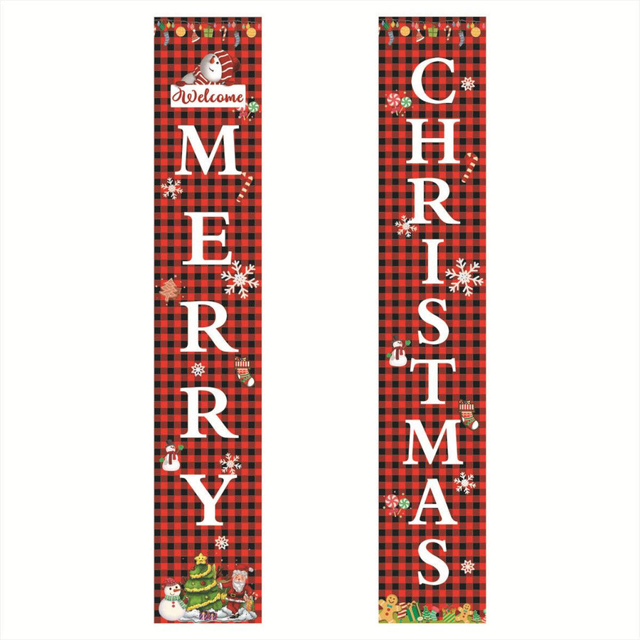 Merry Christmas Porch Banner Sign Door Banner Home Hanging Christmas Ornaments For Christmas Party Decor - MRSLM