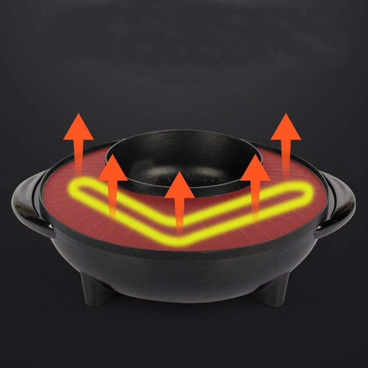 1350W 220V 2 In 1 Electric Non Stick BBQ Grill Plate Steamboat Hot Pot 34cm - MRSLM