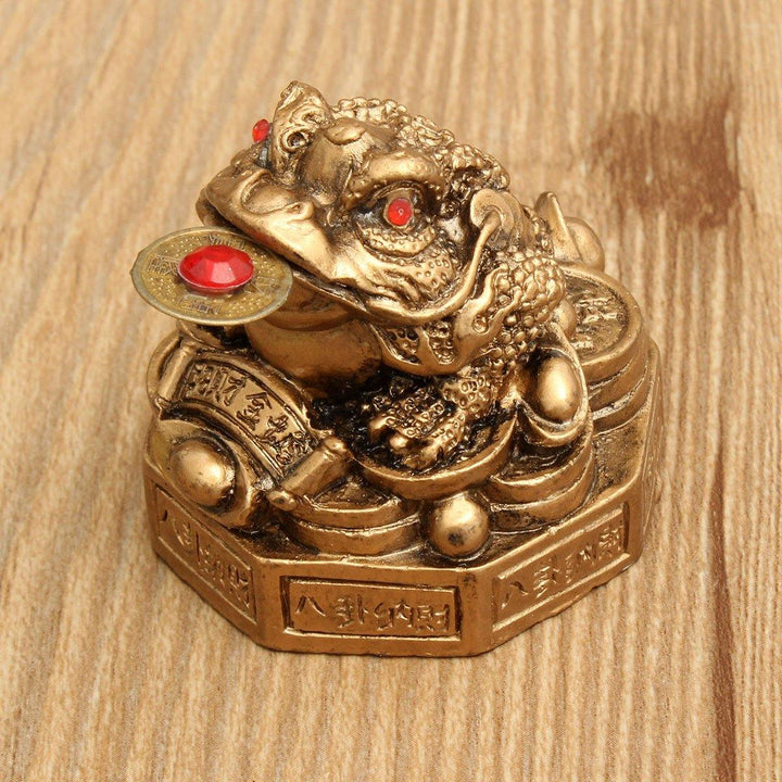 KiWarm Classic Toad Lucky Money Gifts Home Golden Color Feng Shui Chinese Coin Decorations Wealth Statue Decoration Ornament - MRSLM