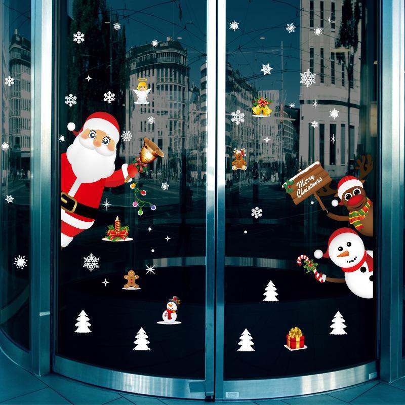 Miico SK9241 Christmas Sticker Cartoon Santa Claus Pattern Wall Stickers Removable For Room Decoration - MRSLM