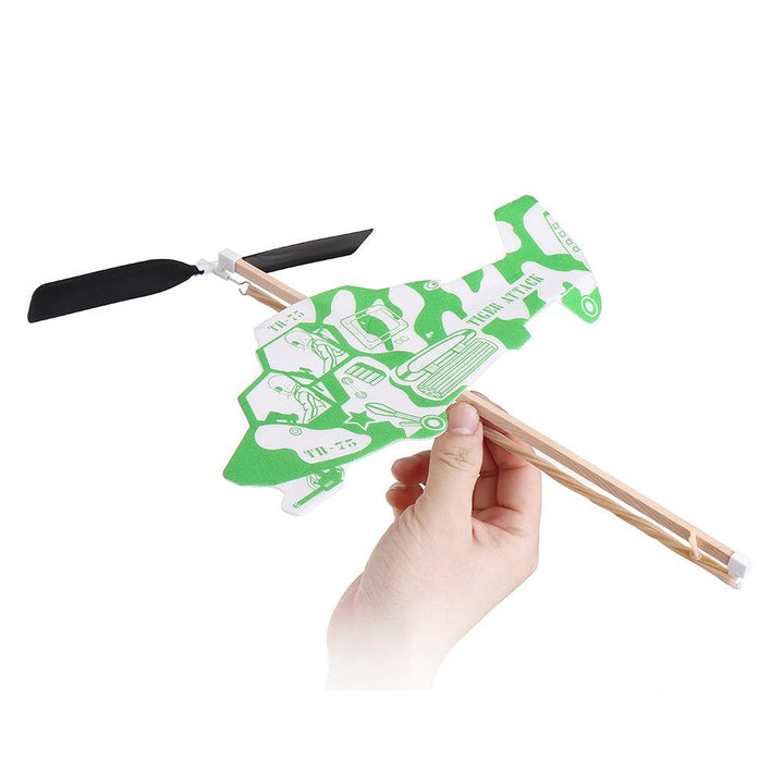 Rubber Band Powered Plane Toy Helicopter Propeller Kids Assembly Educational Toys - MRSLM