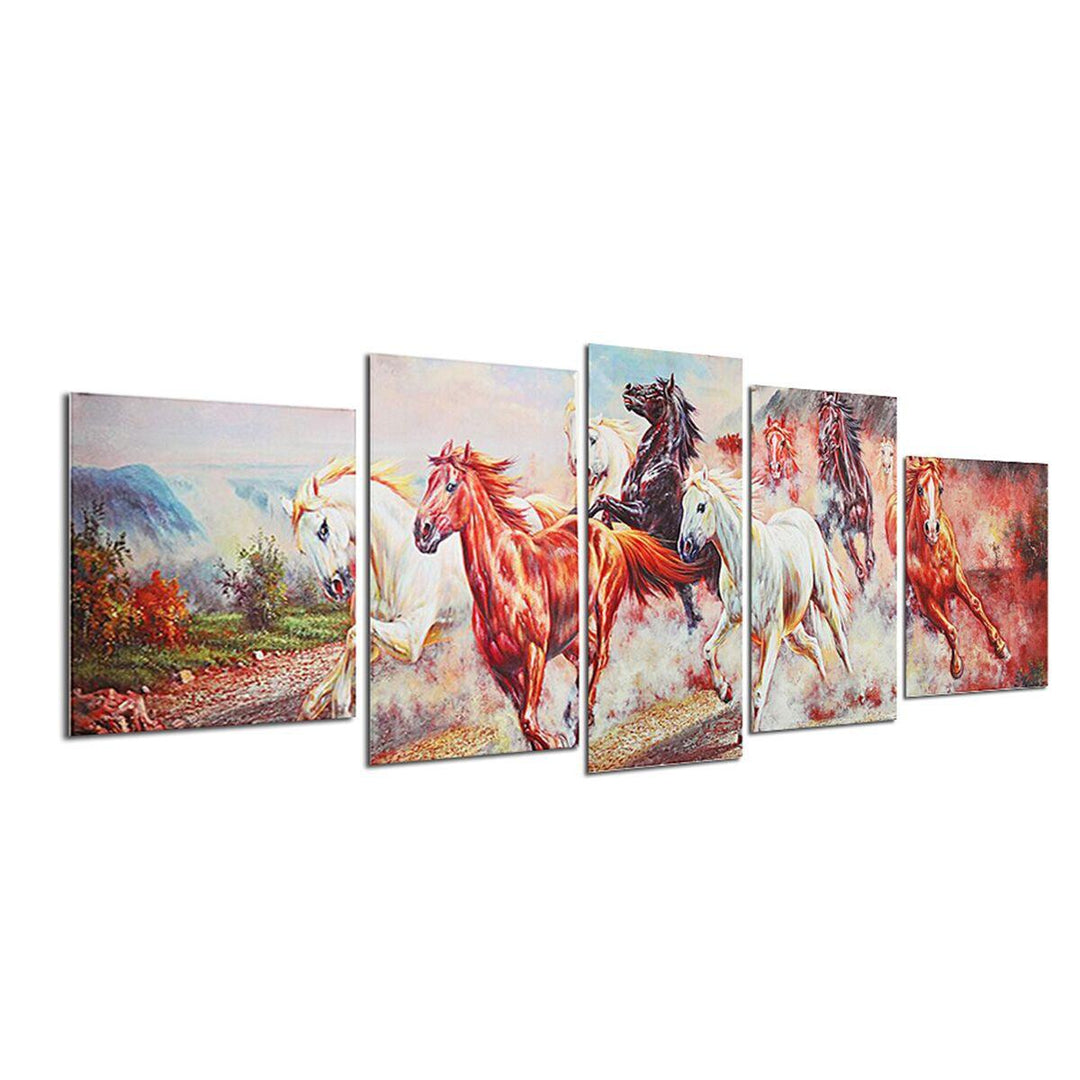 5 Panels Horses Modern Painting Wall Decoration Art Picture Hanging Drawing Living Bedroom Decoration no Frame - MRSLM