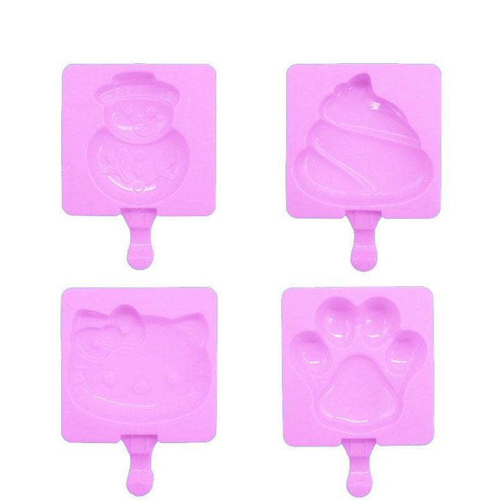 DIY Silicone Baking Cake Mold Homemade Ice Lolly Mold With 20 Purple Popsicle Stick - MRSLM