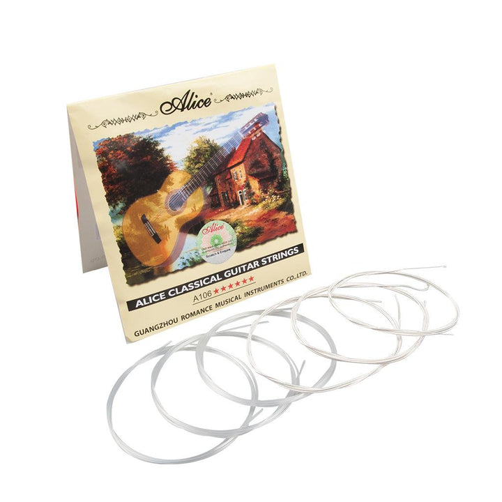 Alices A106-H Clear Nylon Classical Guitar Strings Silver-Plated Copper Alloy Wound Strings 1st-6th Strings - MRSLM
