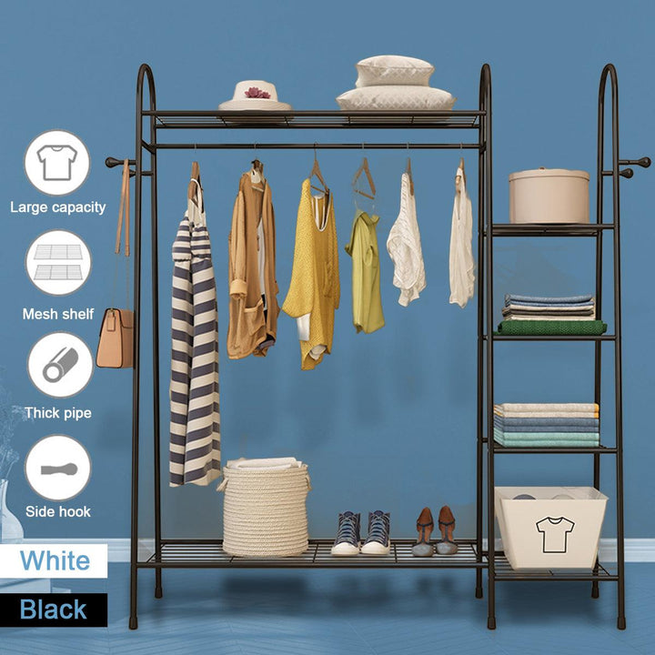 Multi-layers Floor Hanger Clothes Rack Shoes Storage Shelf Hats Wardrobe for Home Furniture - MRSLM