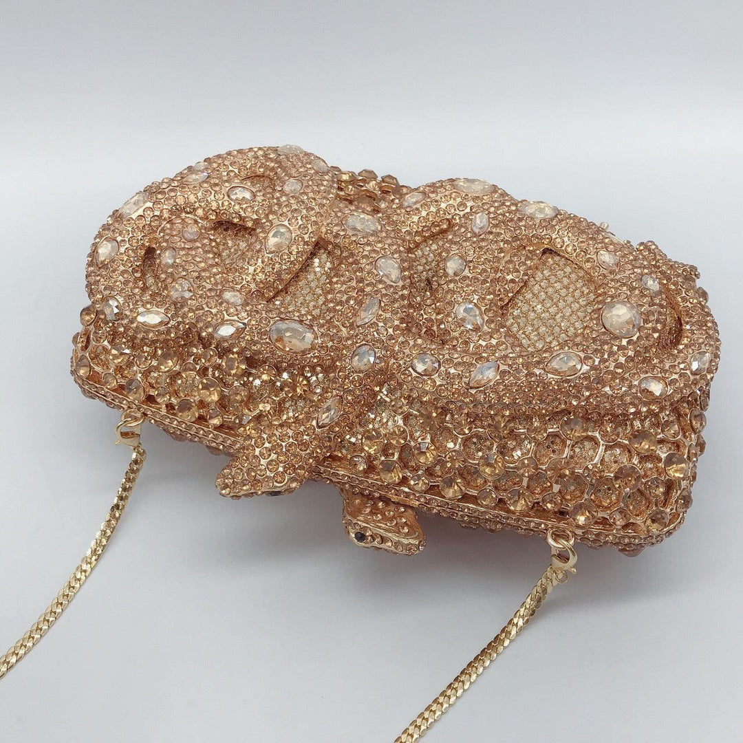 Python Diamond-studded Dinner Bag Magnetic Clasp Chain Clutch - MRSLM