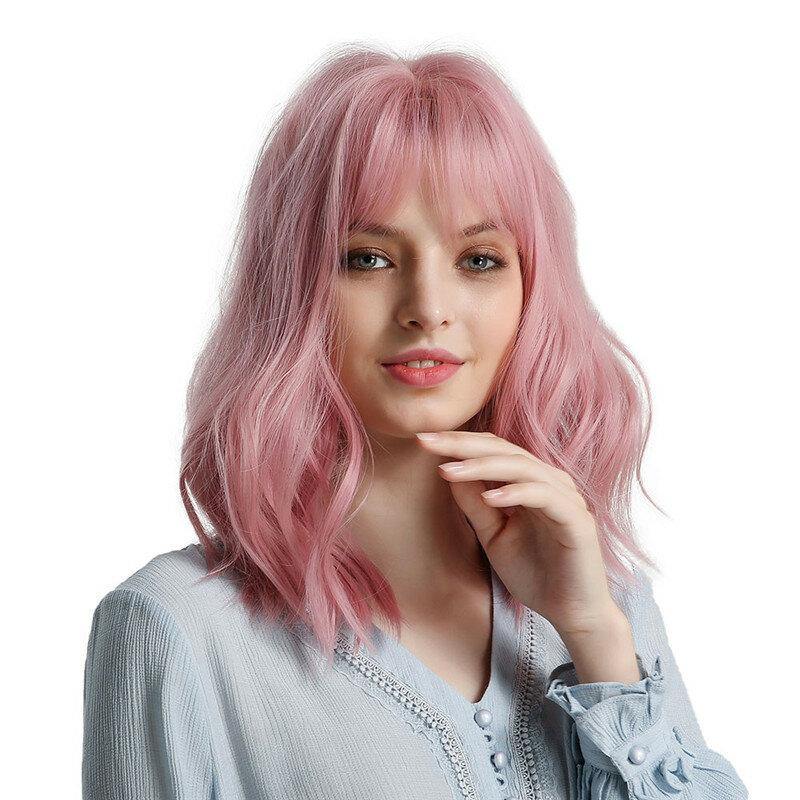 Woman Pink Wigs Short Curly Heat Resistant Synthetic Natural Hair Green Wig for Black White Women Cosplay Bob Wigs - MRSLM