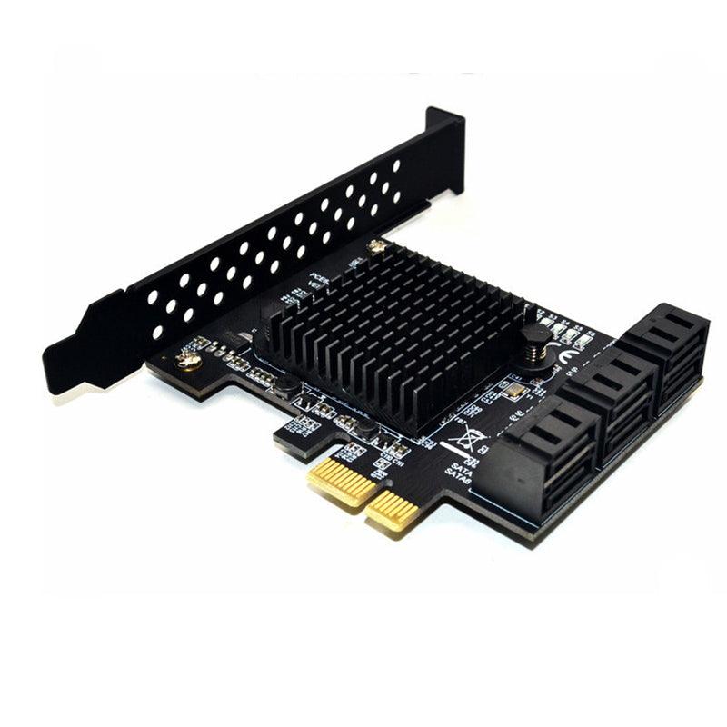 ITHOO PCE6SAT-M01 6 Ports SATA3.0 SSD PCI-E Expansion Card 6Gbps IPFS Hard Disk Adapter for Desktop Computer - MRSLM