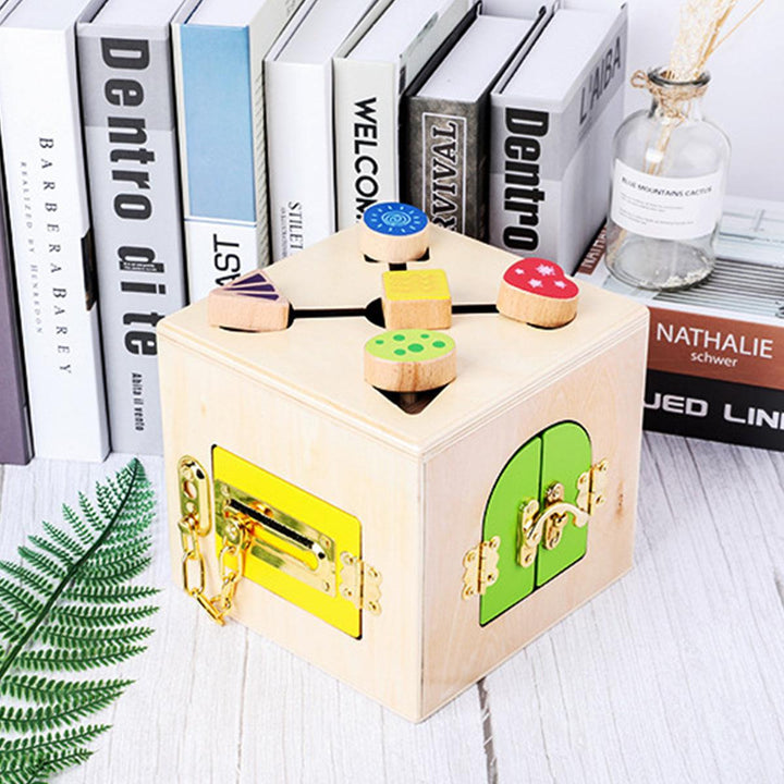 Wooden Montessori Practical Material Little Lock Box Kids Early Educational Toys - MRSLM