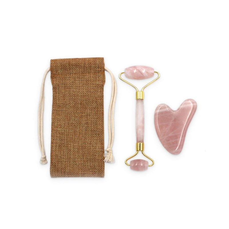 rose quartz face roller and gua sha set - MRSLM
