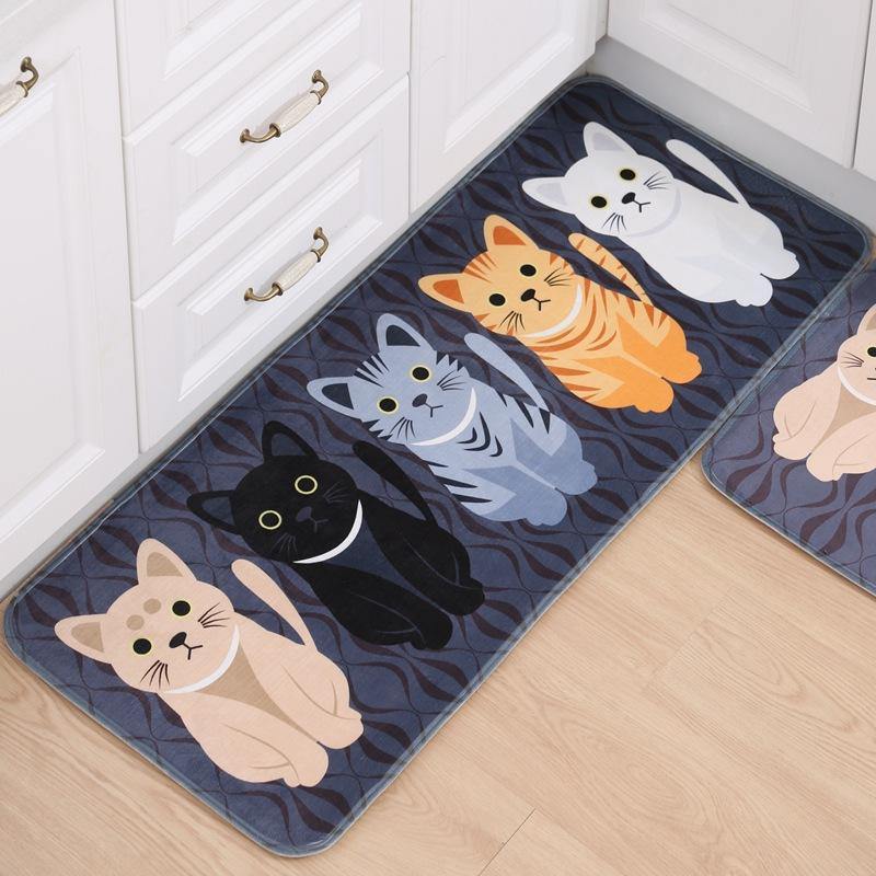 Honana WX-47 Kawaii Floor Mats Animal Cute Cat Bathroom Kitchen Carosets Living Room Anti-Slip Rug - MRSLM