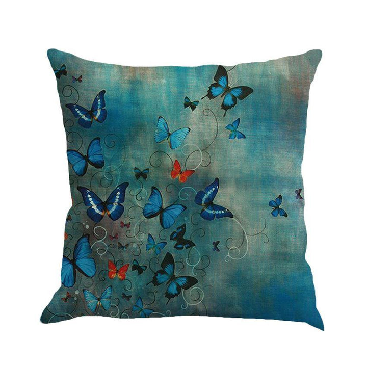 Romantic Beautiful Pillow Cover Butterflies Cotton Linen Cushion Cover Pillow Case - MRSLM