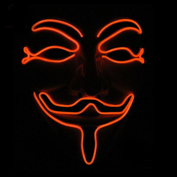 Halloween V for Vendetta Mask LED Scary EL-Wire Mask Light Up Festival Cosplay Costume Supplies Party Mask - MRSLM