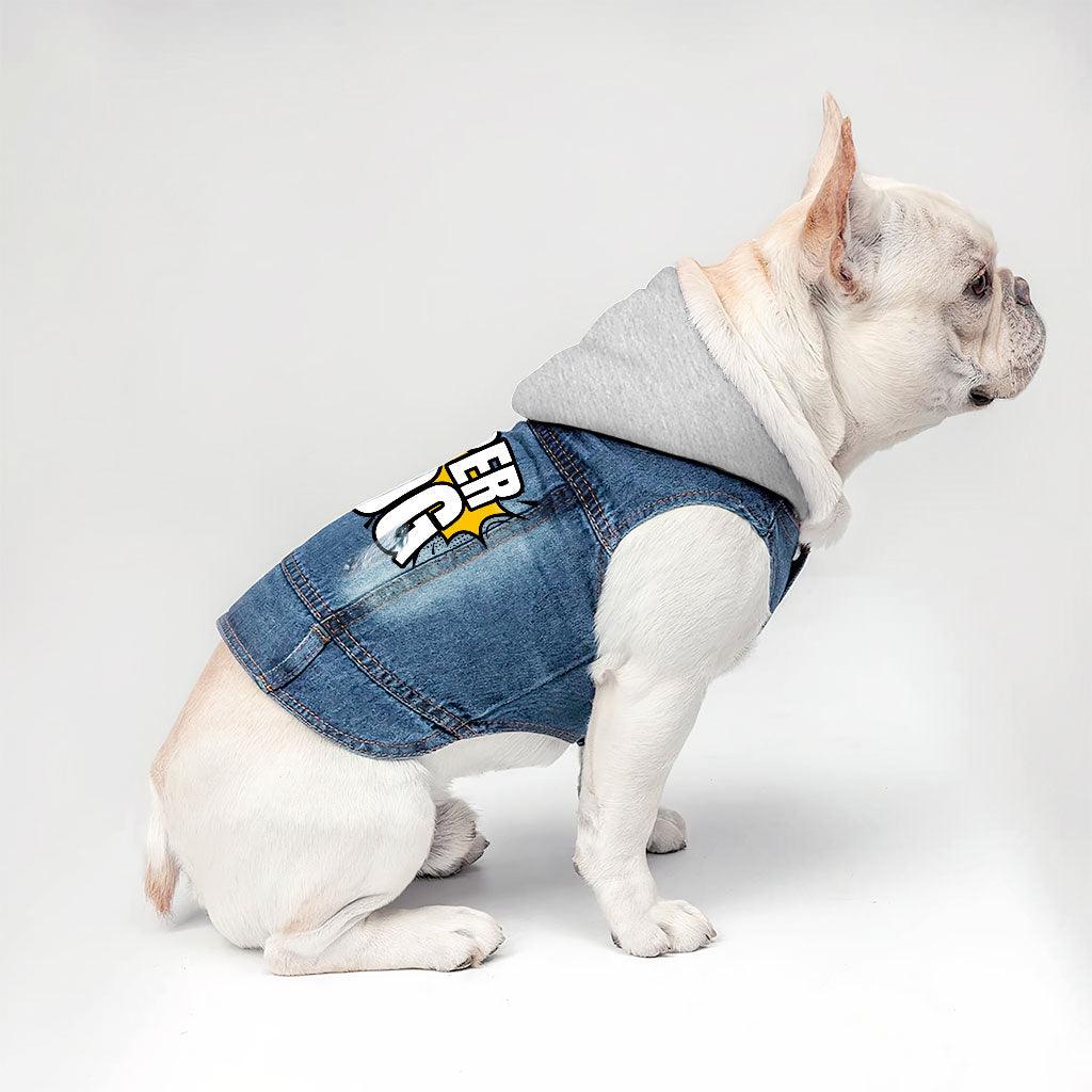 Super Dog Denim Jacket - Colorful Dog Denim Coat - Graphic Dog Clothing - MRSLM