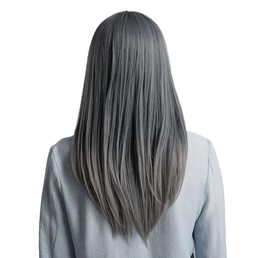 Blonde Unicorn Blue Long Straight Hair Elegant Elegant Flowing High Temperature Silk Synthetic Wig Suitable for African American Women - MRSLM